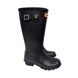 Hunter Kid's Rain Boots Tall Unisex Original Black Pull On Knee High Size 1B/2G